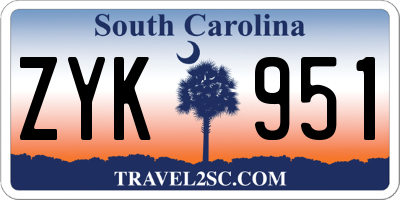 SC license plate ZYK951