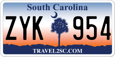 SC license plate ZYK954
