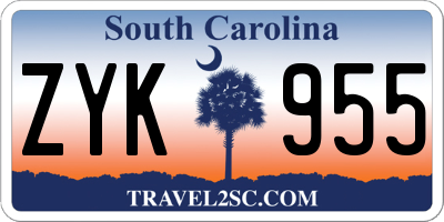 SC license plate ZYK955