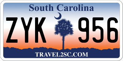 SC license plate ZYK956