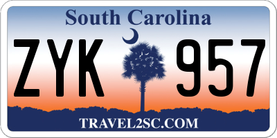 SC license plate ZYK957