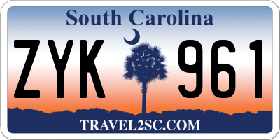 SC license plate ZYK961