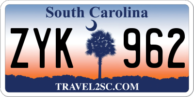 SC license plate ZYK962