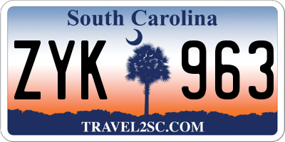 SC license plate ZYK963
