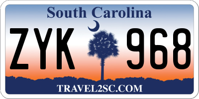 SC license plate ZYK968