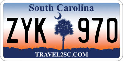 SC license plate ZYK970