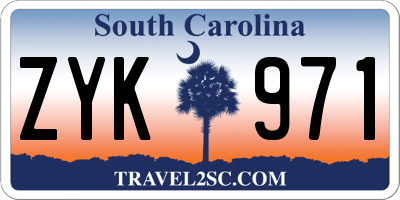 SC license plate ZYK971