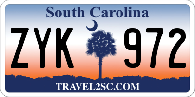 SC license plate ZYK972
