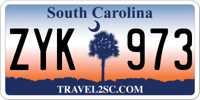 SC license plate ZYK973