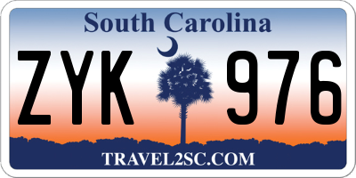 SC license plate ZYK976