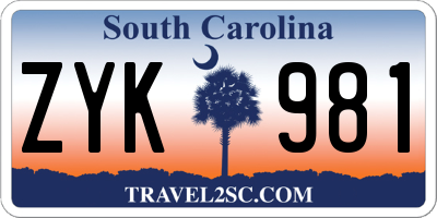 SC license plate ZYK981