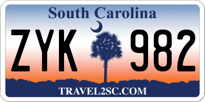 SC license plate ZYK982