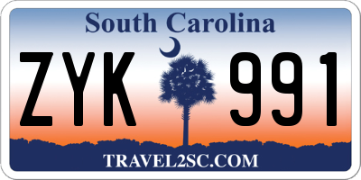 SC license plate ZYK991