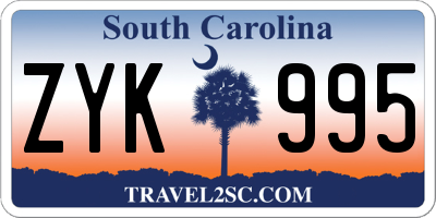 SC license plate ZYK995