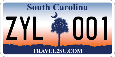 SC license plate ZYL001