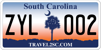 SC license plate ZYL002