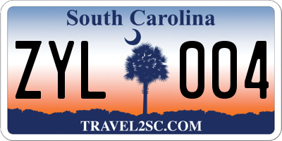 SC license plate ZYL004