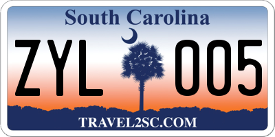 SC license plate ZYL005