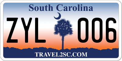 SC license plate ZYL006