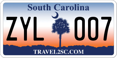 SC license plate ZYL007