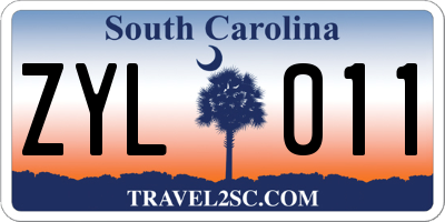 SC license plate ZYL011