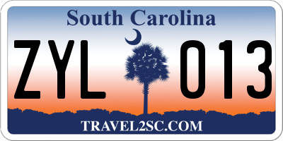 SC license plate ZYL013