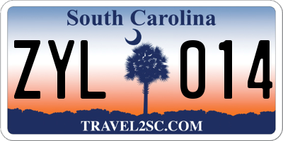 SC license plate ZYL014