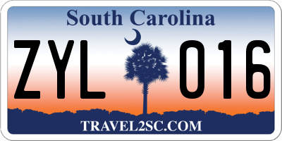 SC license plate ZYL016