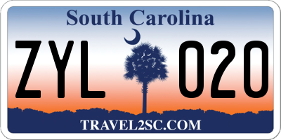 SC license plate ZYL020