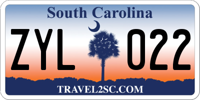 SC license plate ZYL022