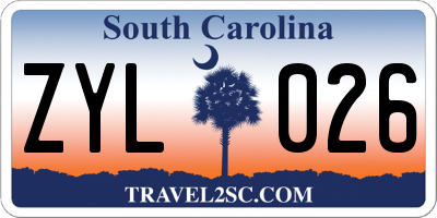 SC license plate ZYL026