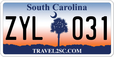 SC license plate ZYL031