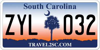 SC license plate ZYL032