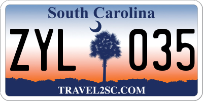 SC license plate ZYL035