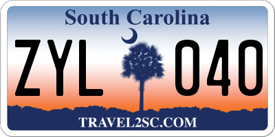 SC license plate ZYL040