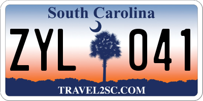 SC license plate ZYL041