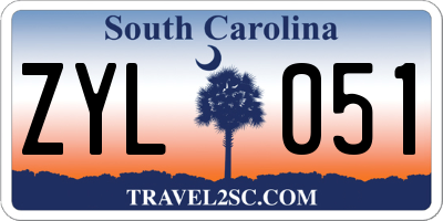 SC license plate ZYL051