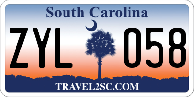 SC license plate ZYL058