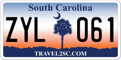 SC license plate ZYL061