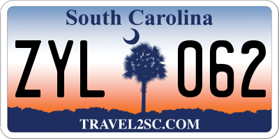 SC license plate ZYL062