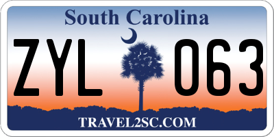 SC license plate ZYL063