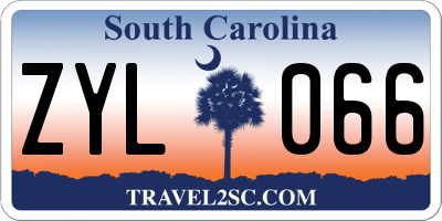 SC license plate ZYL066