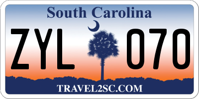 SC license plate ZYL070