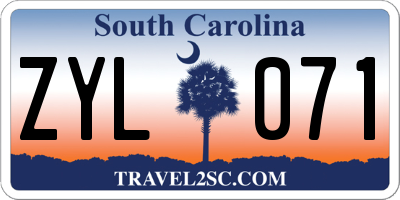 SC license plate ZYL071