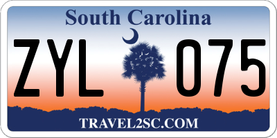 SC license plate ZYL075