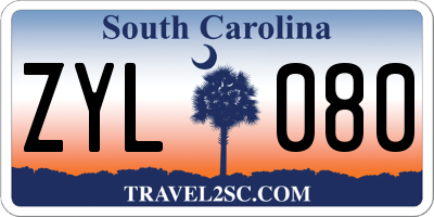 SC license plate ZYL080