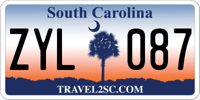 SC license plate ZYL087