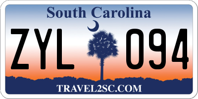 SC license plate ZYL094