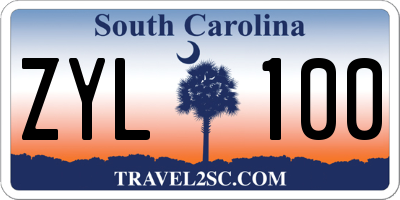 SC license plate ZYL100