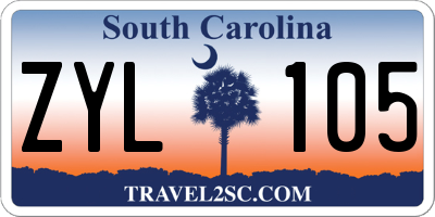 SC license plate ZYL105